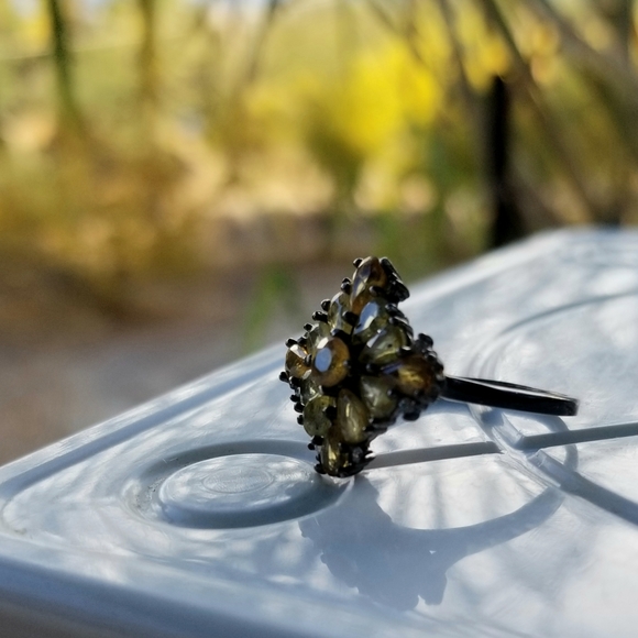 Vintage oxidized sterling silver with yellow and orange sapphires ring - Picture 13 of 16